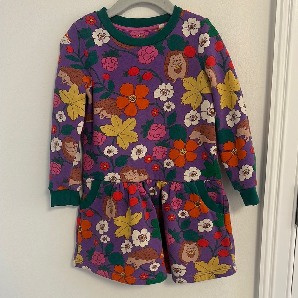 Colorful Floral and Hedgehog Print Dress by Boden